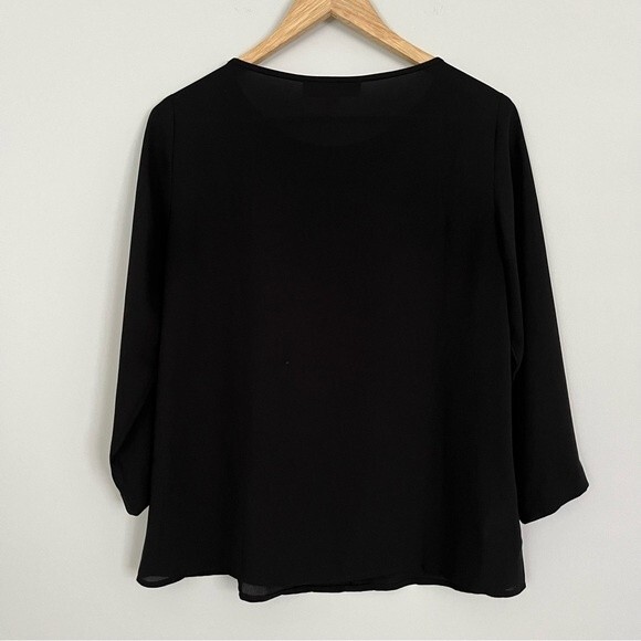 LOFT Box Pleat Front 3/4 Sleeve Blouse in Black, Size XS - Picture 3 of 6